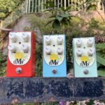 Three RFO Electronics elMo’ overdrive pedals in custom colours